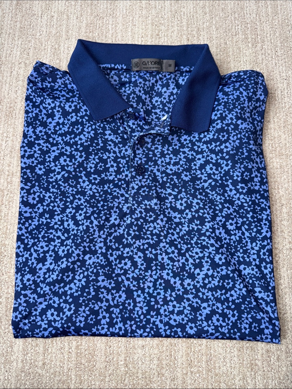 G/Fore Men's Size M Blue Danube Daisy Floral Stretch Golf Polo Performance Shirt - Picture 2 of 12